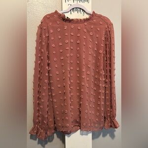 Textured Pink Long Sleeve Blouse